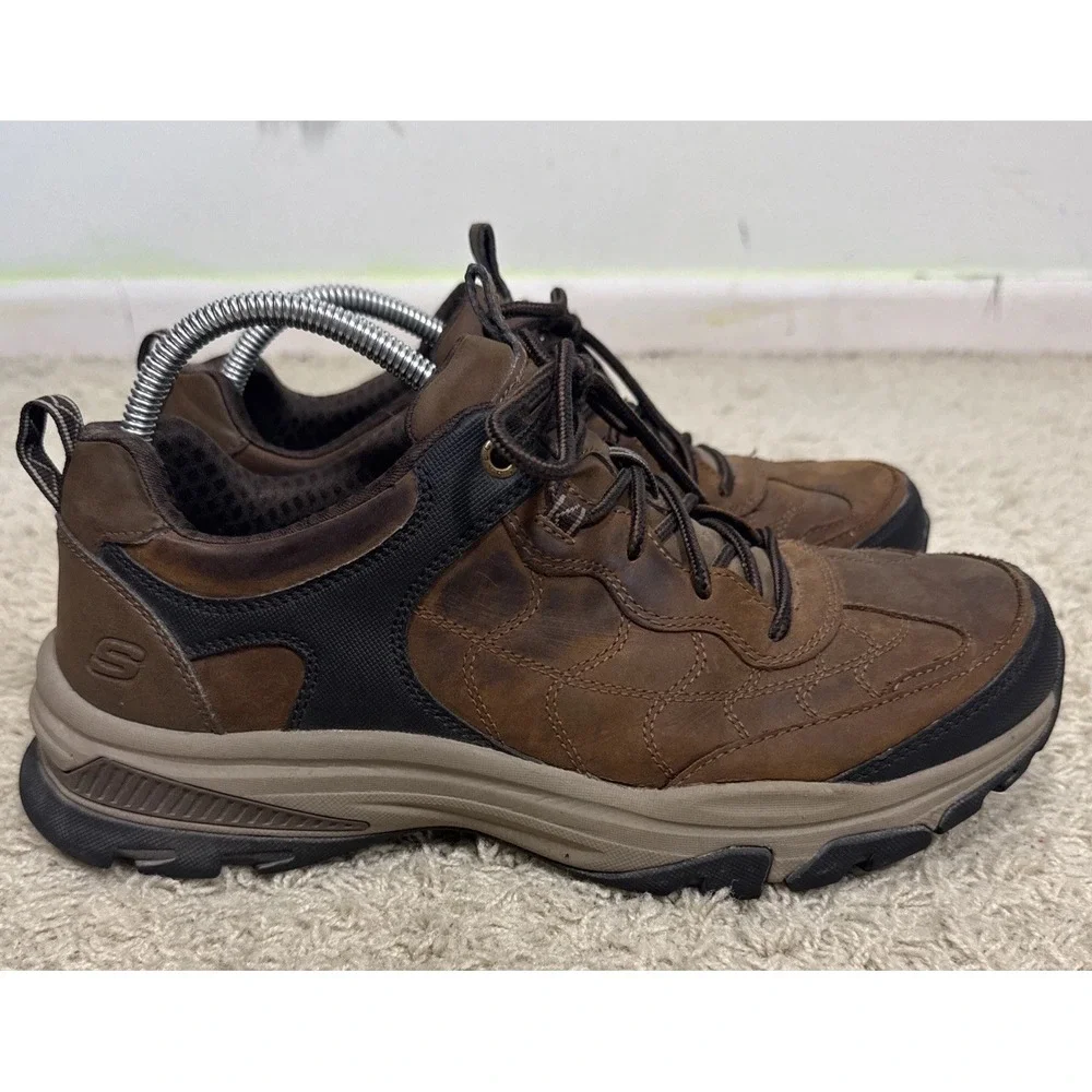Skechers Ralcon Venego Relaxed Fit Lace Up Brown Leather Hiking Shoes Mens 10.5